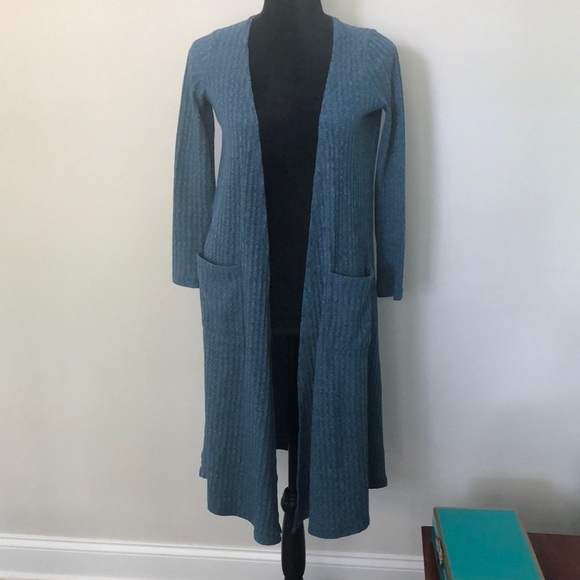 LuLaRoe Sweaters - Blue ribbed Sarah duster